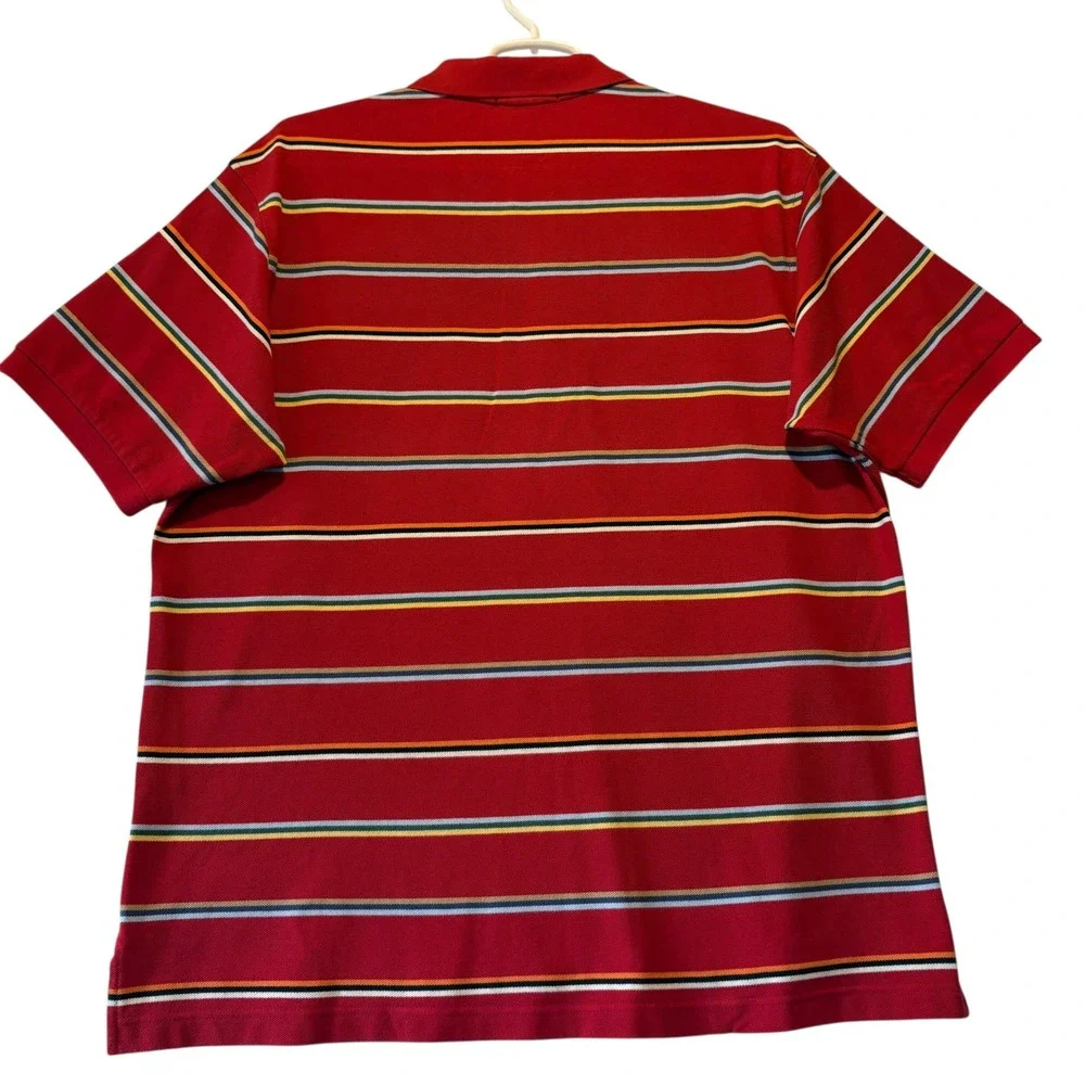 Daniel Cremieux Classics‎ Mens XL Red Striped Polo Shirt Short Sleeve Cotton